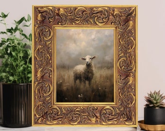 Sheep Oil Painting Print on Canvas, Art Print on Canvas, Giclee, Lamb in Field, Sheep Art, Sheep Painting