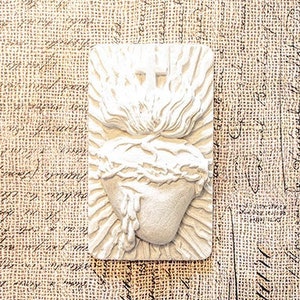 Grand Tour Religious Intaglio, Large Size, Sacred Heart Ex Voto, Plaster