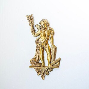 Rare Antique French Bronze Ormolu, Cherub, Mythology, Science, Garniture, 19th c., Wall Decor zdjęcie 1