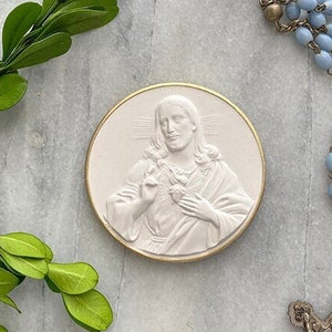 Religious Intaglio, Sacred Heart Jesus, Plaster
