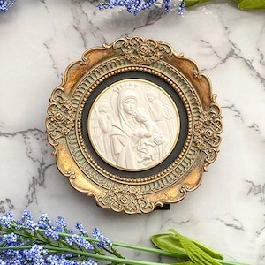 Framed Intaglio, Our Lady of Perpetual Help, Religious, Plaster, Catholic, Christianity