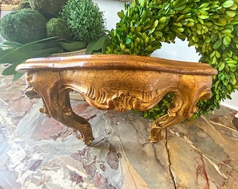 Vintage Florentine Shelf, Demilune, Carved Wood, Italy