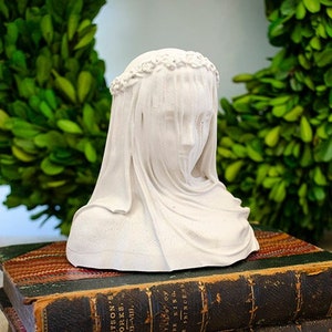 The Veiled Virgin Bust Statue, Petite Size, Solid Plaster, Virgin Mary