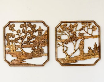 Vintage Chinoiserie Wall Panels, Syroco Wood