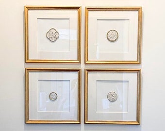 Framed Intaglios, Set of Four, Framed and Matted, Religious
