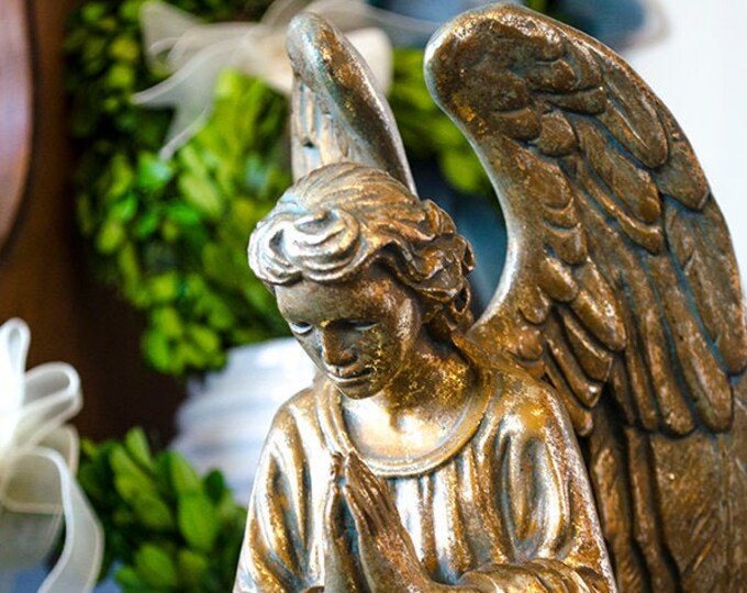 Beautiful Kneeling Nativity Angel Statue, Gilded Finish Etsy