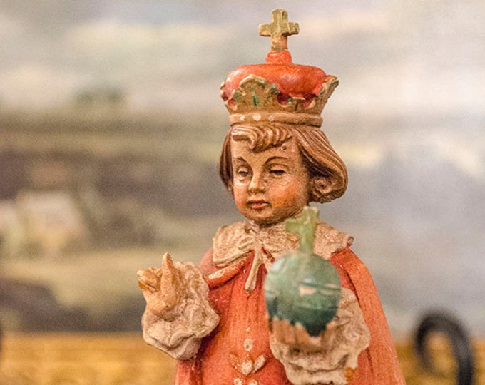 Antique Anri Infant of Prague Statue Wood Hand Painted Gilt Etsy