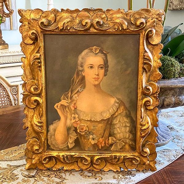 Retrato florentino italiano vintage de Madame Sofía de Francia, hija del rey Luis XV
