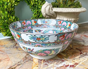 FAB Rose Medallion Punch Bowl, Chinese Porcelain