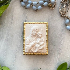 Religious Intaglio, Virgin Mary and Christ Child, Plaster