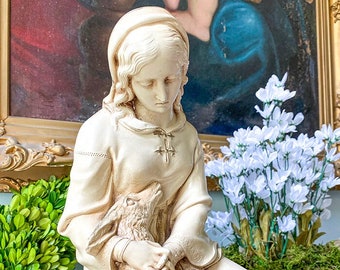 Estatua vintage de Marian of Rylstone, Marwal, años 50, mujer con ciervo