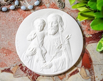 NEW! St Joseph and Christ Child Grand Tour Religious Intaglio, Plaster Casting