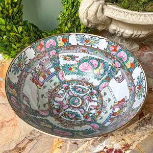 FAB Rose Medallion Punch Bowl, Chinese Porcelain image 3