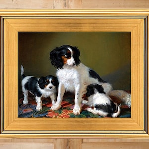 Cavalier Spaniel Oil Painting Print on Canvas: Dog Lover Art