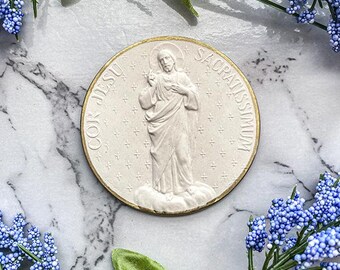 Intaglio, Sacred Heart of Jesus, French Cameo, Plaster