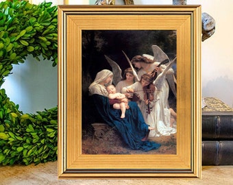 The Song of the Angels, Oil Painting Print on Canvas, William Bouguereau Art