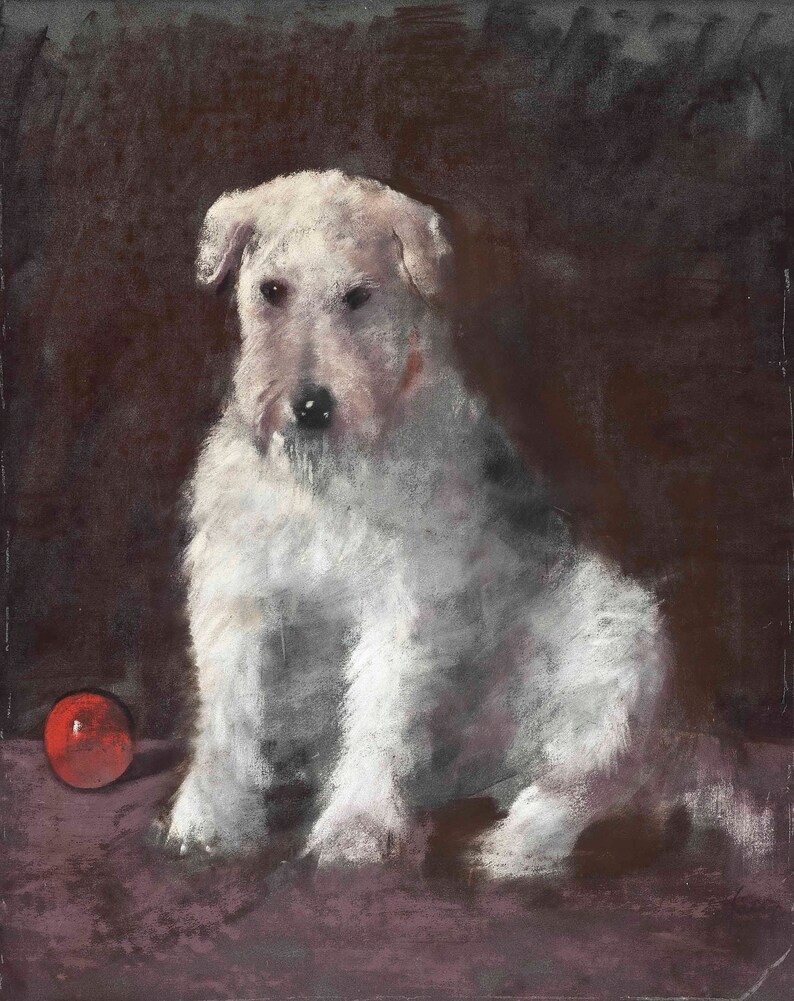 Fab Dog Oil Painting Print on Canvas 19th C. Terrier Etsy