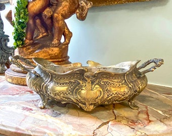 Lg Antique Jardiniere, Period Centerpiece, Brass, French Style