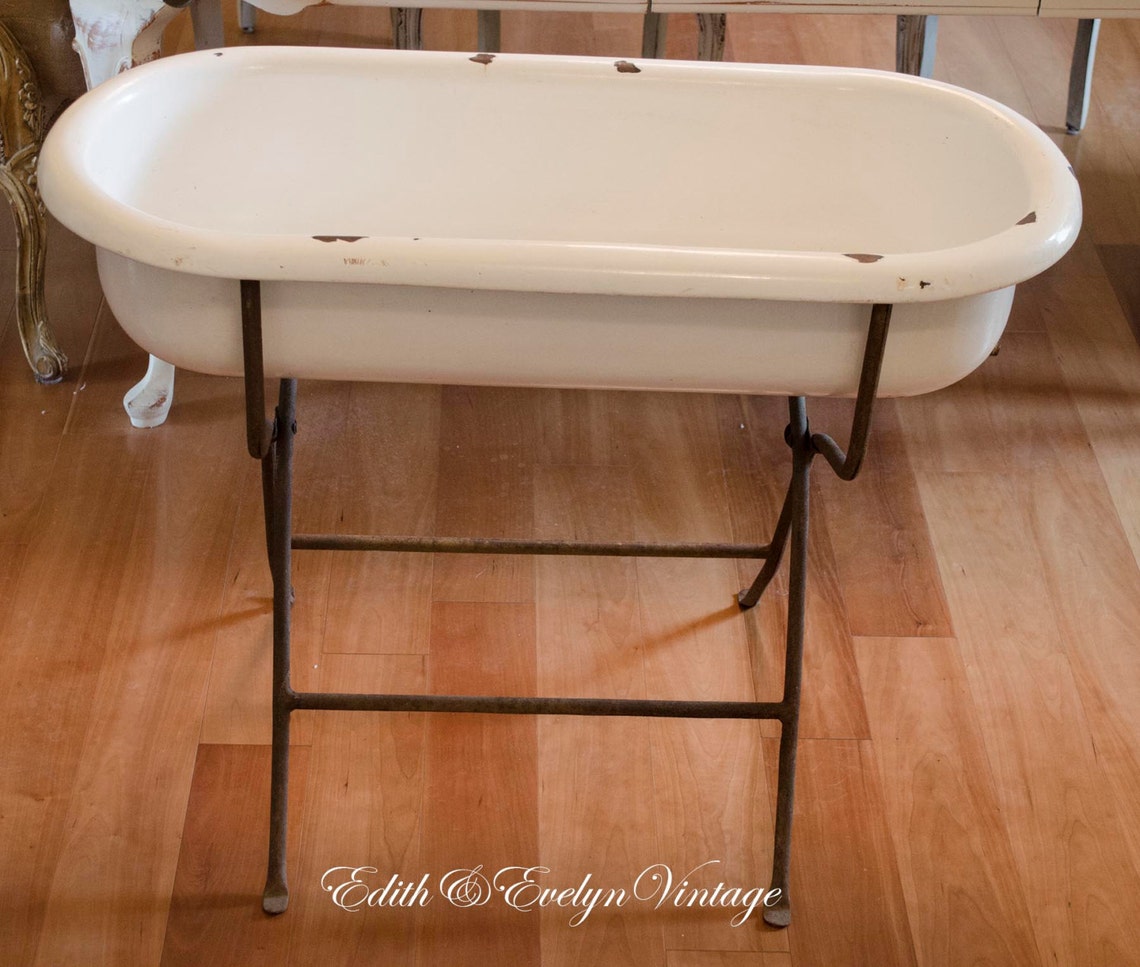 Antique European Baby Bathtub with Stand Porcelain and Cast Etsy