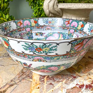 FAB Rose Medallion Punch Bowl, Chinese Porcelain image 2