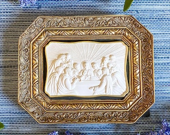Grabado enmarcado, La Última Cena, Religioso, Yeso, Católico, Cristianismo
