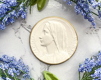 NEW! Intaglio, Virgin Mary, French Cameo, Plaster