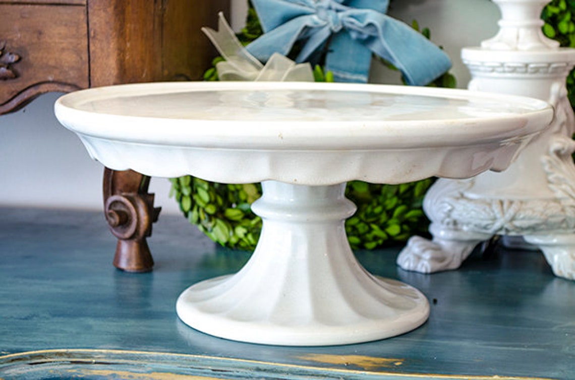 Lg Rare Antique Ironstone Cake Stand Large Size Pedestal Etsy