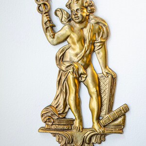 Rare Antique French Bronze Ormolu, Cherub, Mythology, Science, Garniture, 19th c., Wall Decor zdjęcie 2