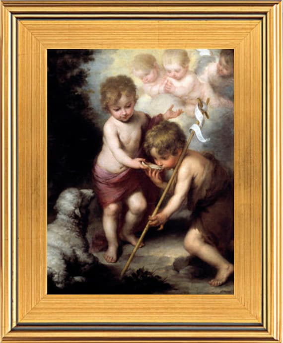 Saint Jean Baptiste Avec Christ Enfant Peinture A Lhuile Etsy France