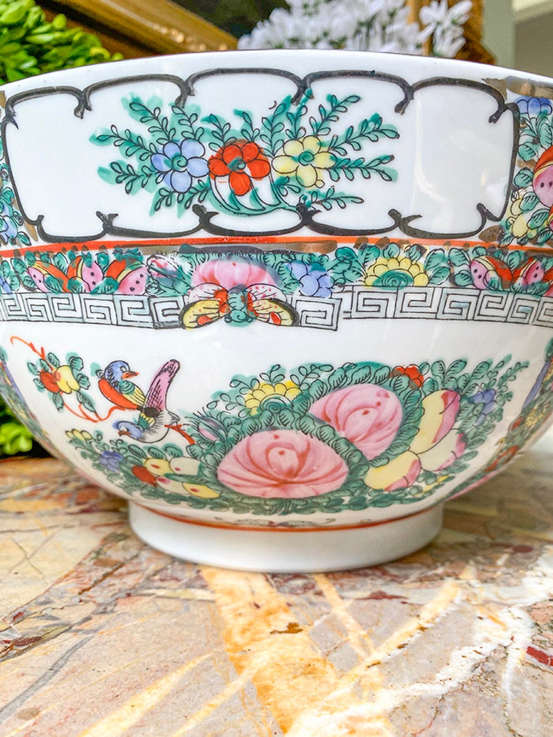 FAB Rose Medallion Punch Bowl, Chinese Porcelain image 5