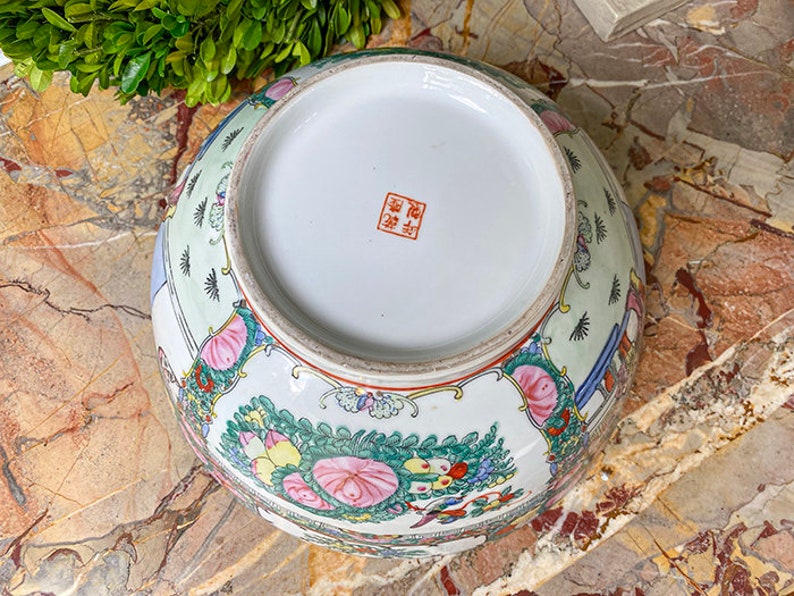 FAB Rose Medallion Punch Bowl, Chinese Porcelain image 8
