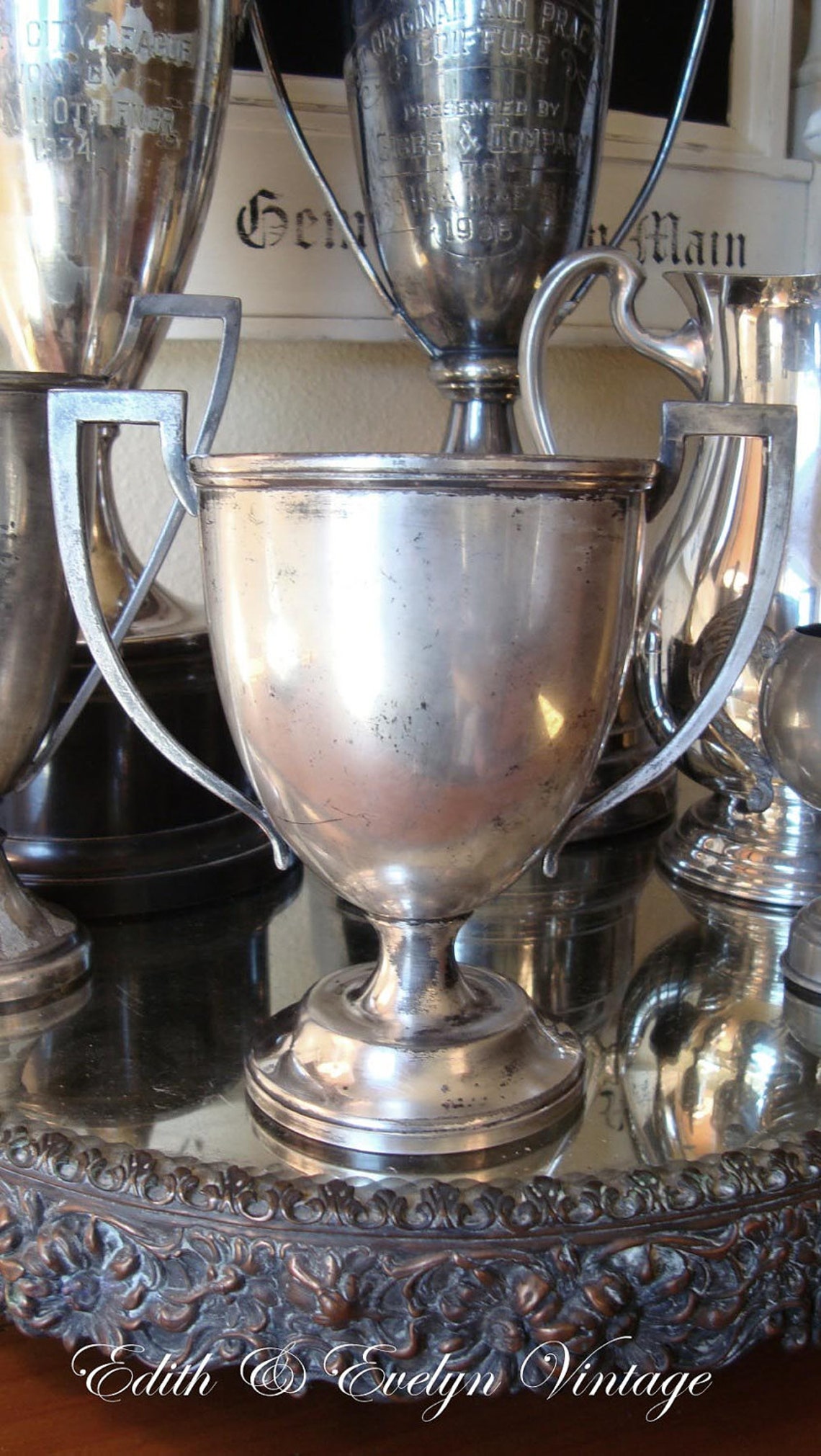 Antique 1913 Trophy Cup Silver Plate Loving Cup Award | Etsy