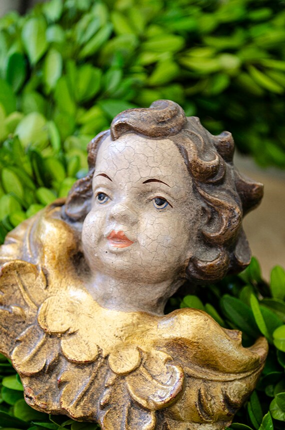Antique Italian Cherub Carved Wood Italy Anri Etsy
