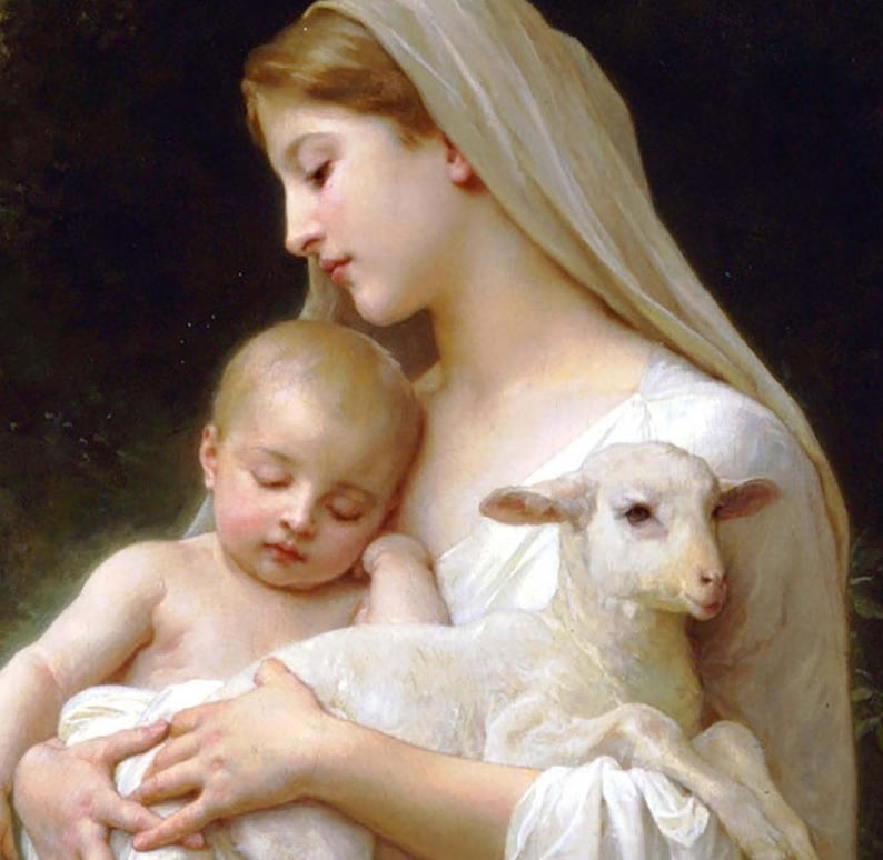 L'innocence Print on Canvas, Bouguereau, Madonna With Child and Lamb - Etsy