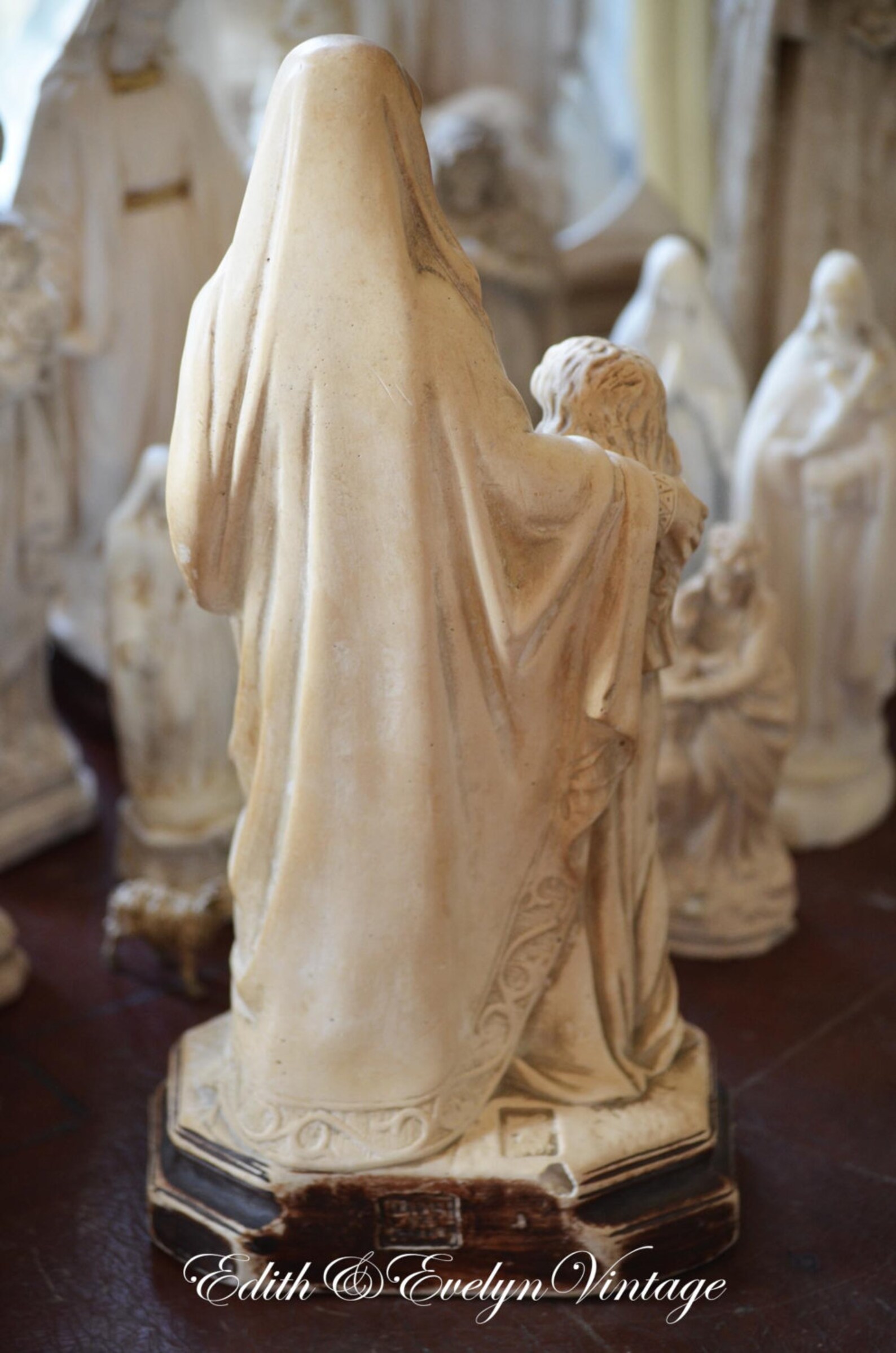 Antique French St. Anne and Mary Statue Creamy White From Etsy