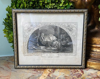 Antique Engraving The Nativity, 19th C., Framed Under Glass