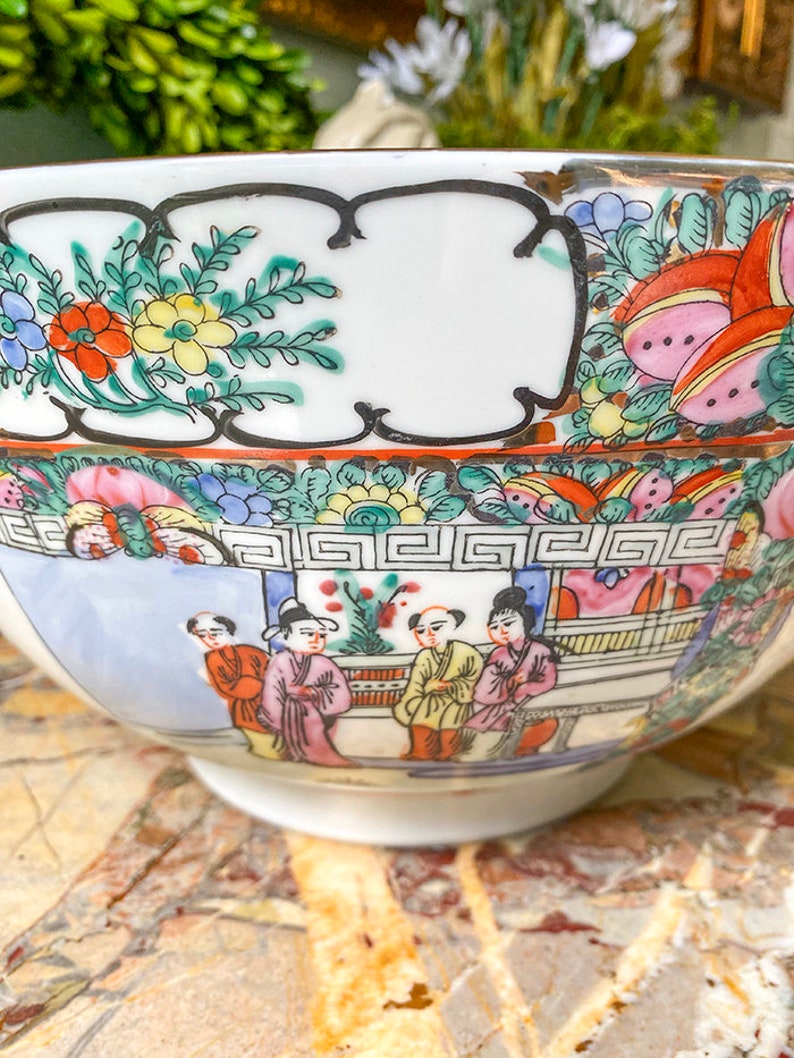 FAB Rose Medallion Punch Bowl, Chinese Porcelain image 4