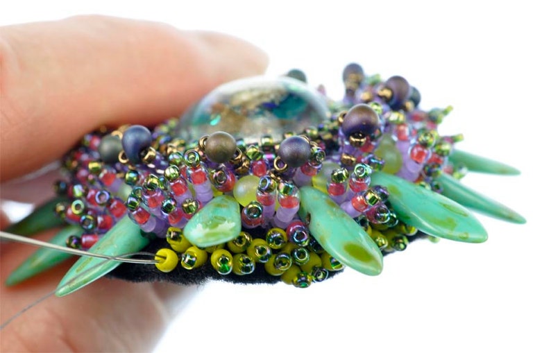 SALE Tutorial for the Marine Life Bead Embroidered Brooch image 3