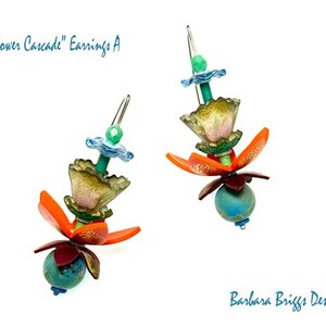 One-of-a-Kind Art Jewelry - "Flower Cascade" Earrings image 2