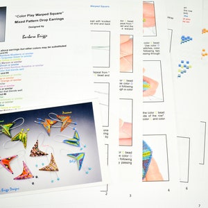 Tutorial para los aretes colgantes Color Play con patrón mixto cuadrado deformado imagen 1