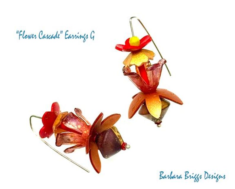 One-of-a-Kind Art Jewelry - "Flower Cascade" Earrings image 8