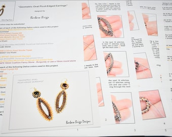 Tutorial for the "Geometric Oval Picot-Edged Earrings"