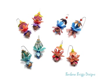 One-of-a-Kind Art Jewelry - "Flower Cascade" Earrings - Grouping 2