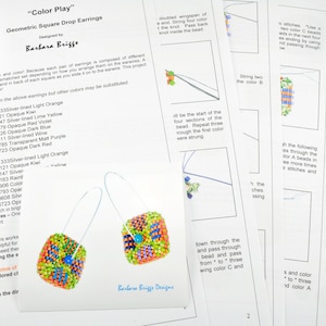 Tutorial for the Geometric &quot;Color Play&quot; - Square  Drop Earrings