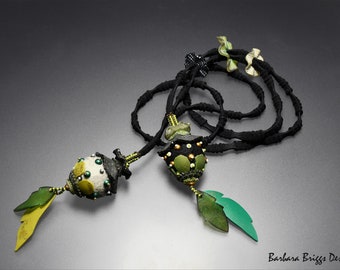 Art Jewelry - "Leaf Hoppers" One of a Kind Necklace