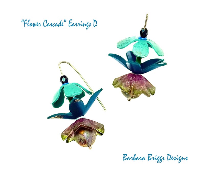 One-of-a-Kind Art Jewelry - "Flower Cascade" Earrings image 5
