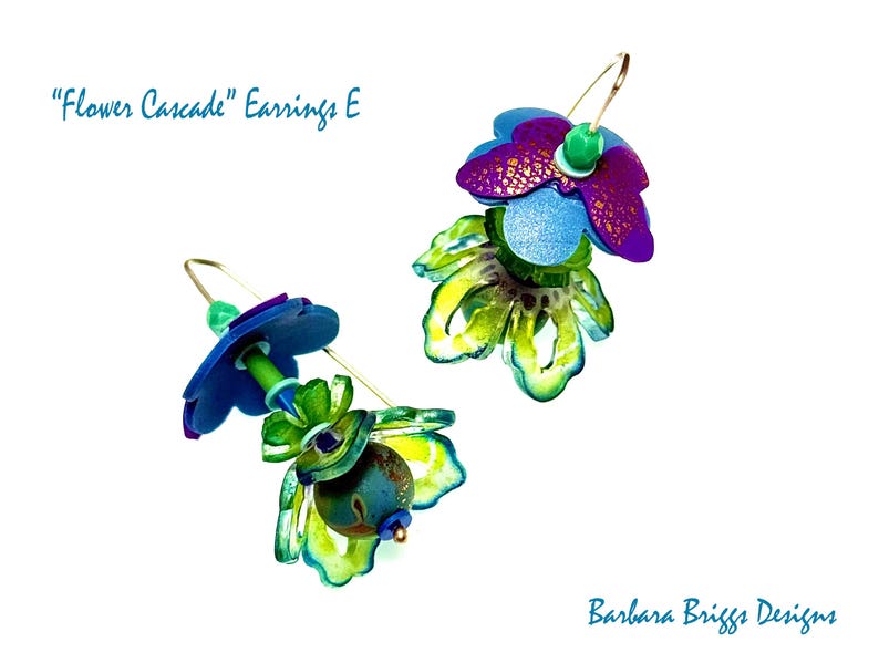 One-of-a-Kind Art Jewelry - "Flower Cascade" Earrings image 6