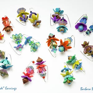 One-of-a-Kind Art Jewelry - "Flower Cascade" Earrings image 1