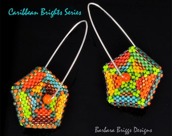 Mango Brights  "Color Play" Pentagon Geometric Drop Earrings Beading Kits