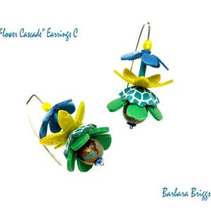One-of-a-Kind Art Jewelry - "Flower Cascade" Earrings image 4
